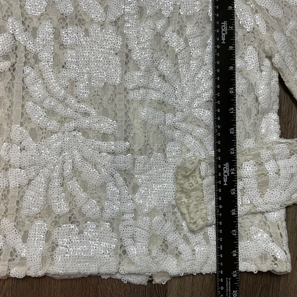 Endless Rose Sequin Lace Victorian Edwardian Romantic Top Womens Small White - Picture 9 of 10
